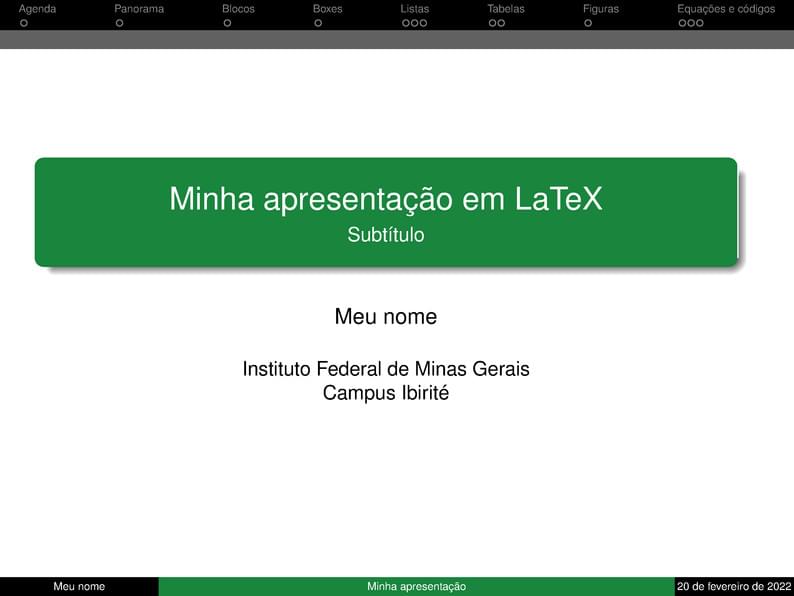 Presentation Template IFMG-beamer (Modelo de Apresentação para trabalhos IFMG)