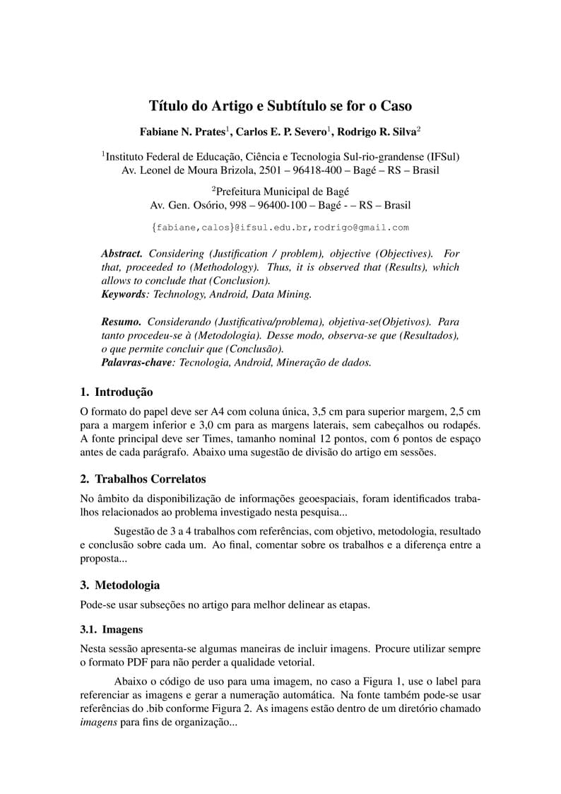 Template Artigo TADS (IFSul - Bagé)