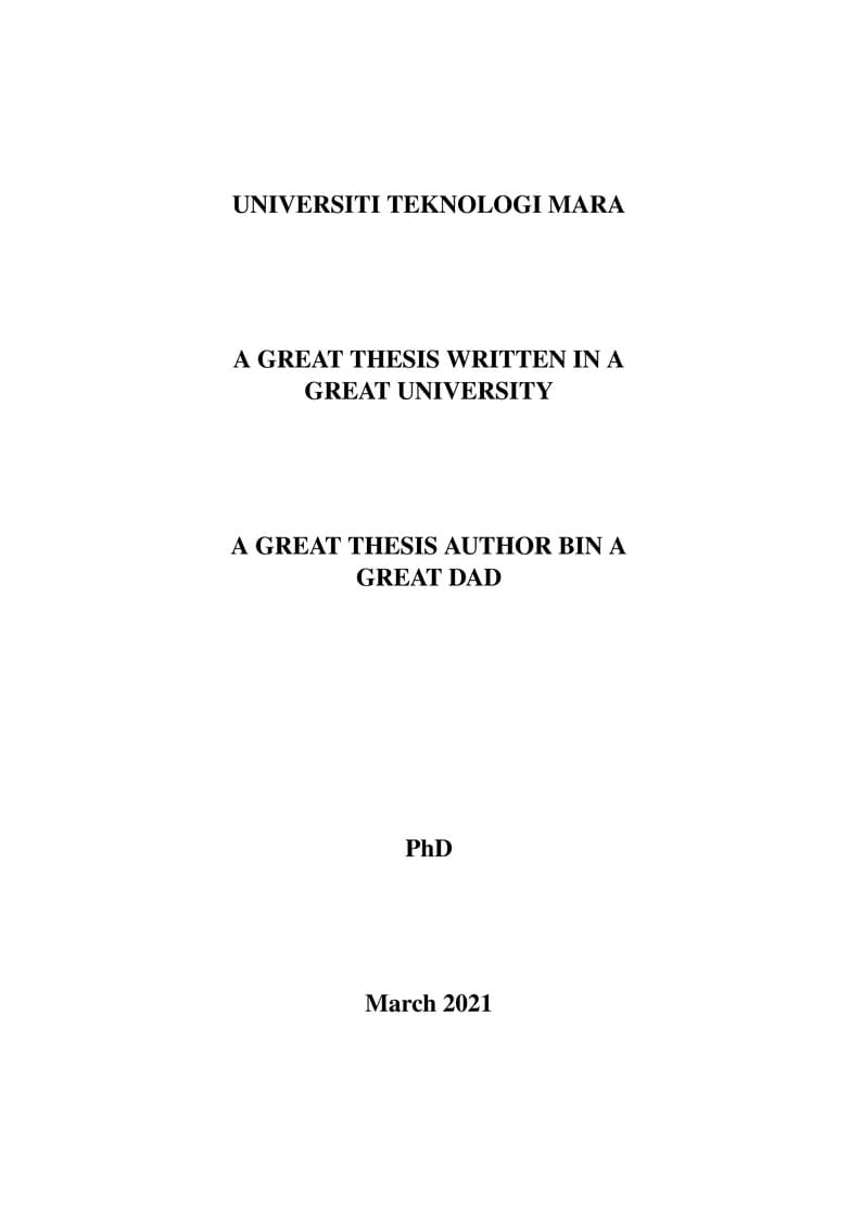 Universiti Teknologi MARA UiTM Thesis Template - uitmthesis