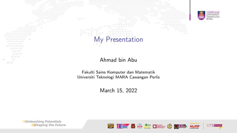 UiTMSlides - a Beamer theme for UiTM