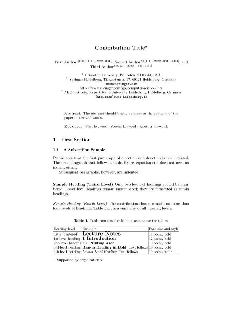 Springer Conference Proceedings Template Updated 2022-01-12