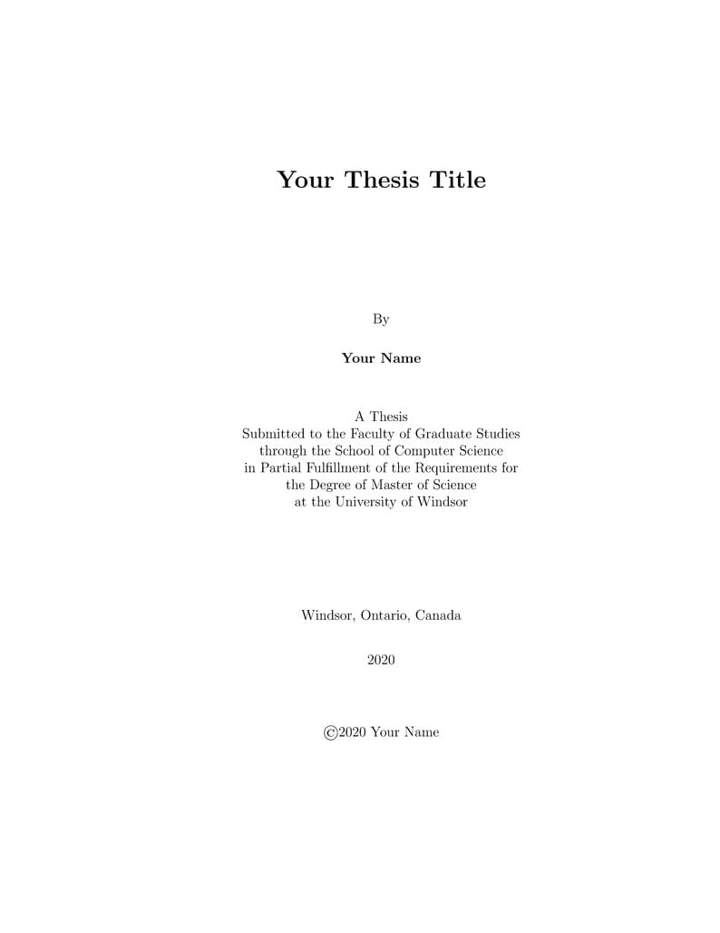 University of Windsor  Traditional Thesis Template