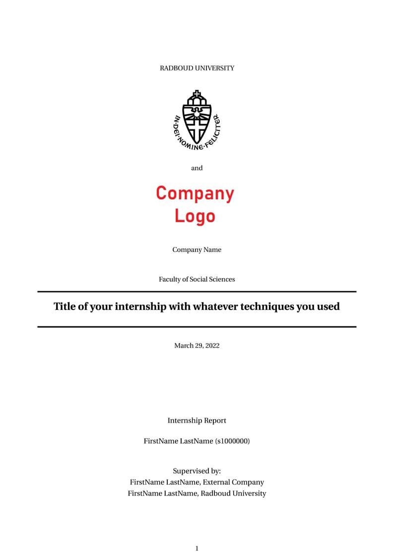 Radboud University Internship Report Template (AI)
