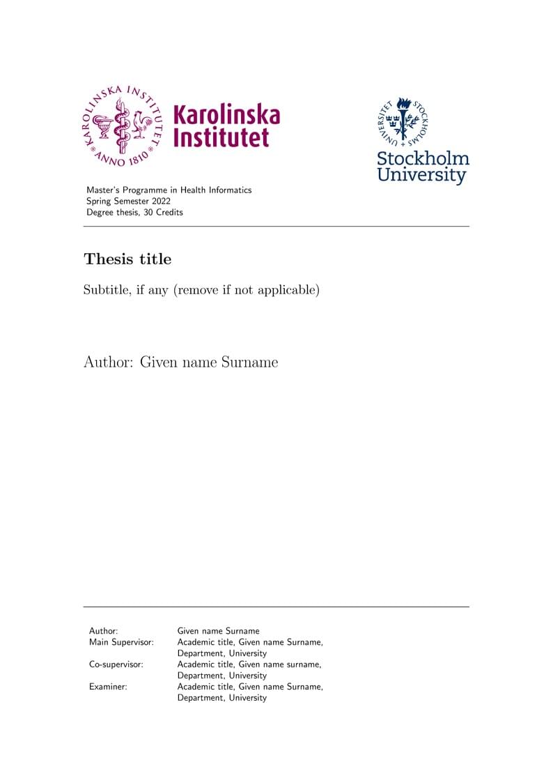 Thesis Template - Master's Health Informatics KI - SU