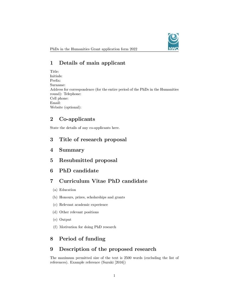 NWO-Proposal