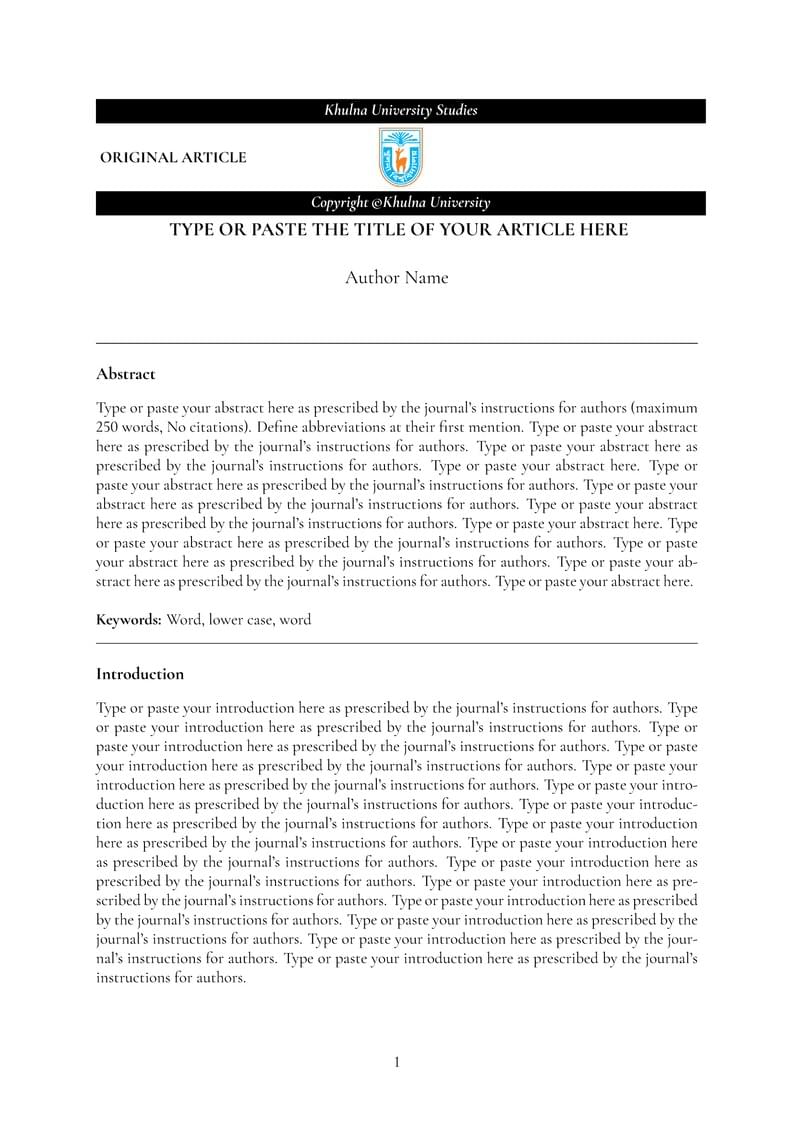 Khulna University Studies Template