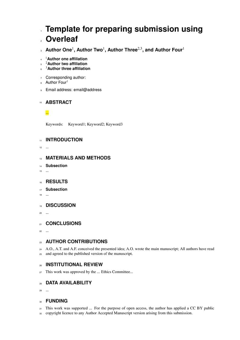 Generic manuscript template