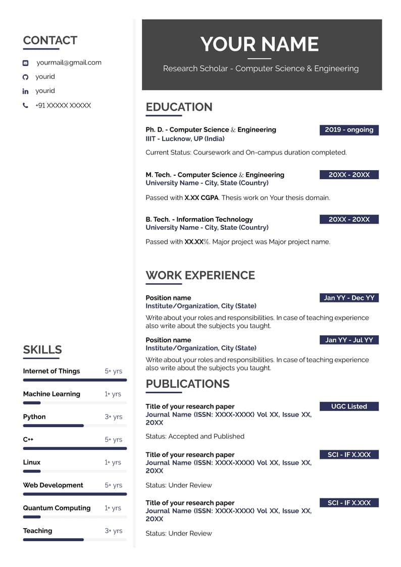 PhD CV Template