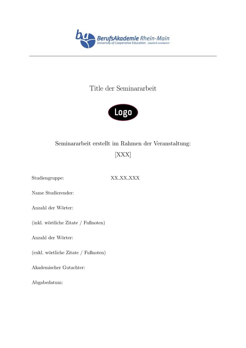 Vorlage für Seminararbeiten an der BA-RM