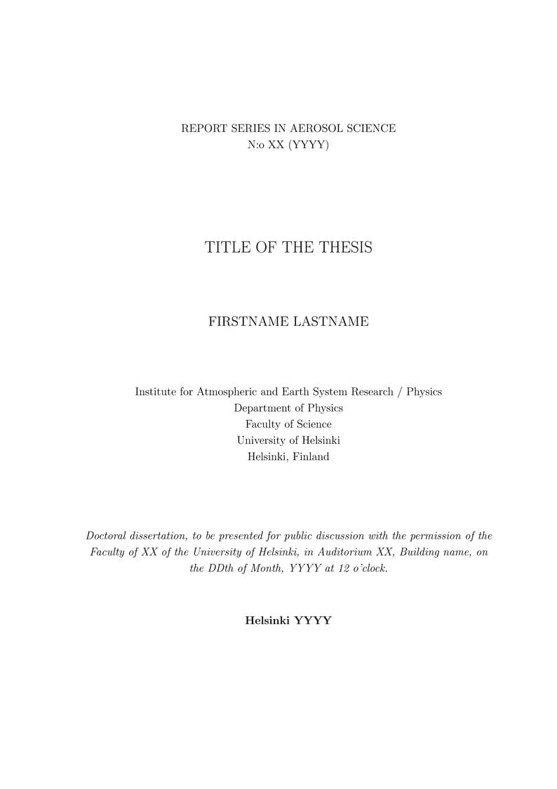 FAAR PhD Thesis Template