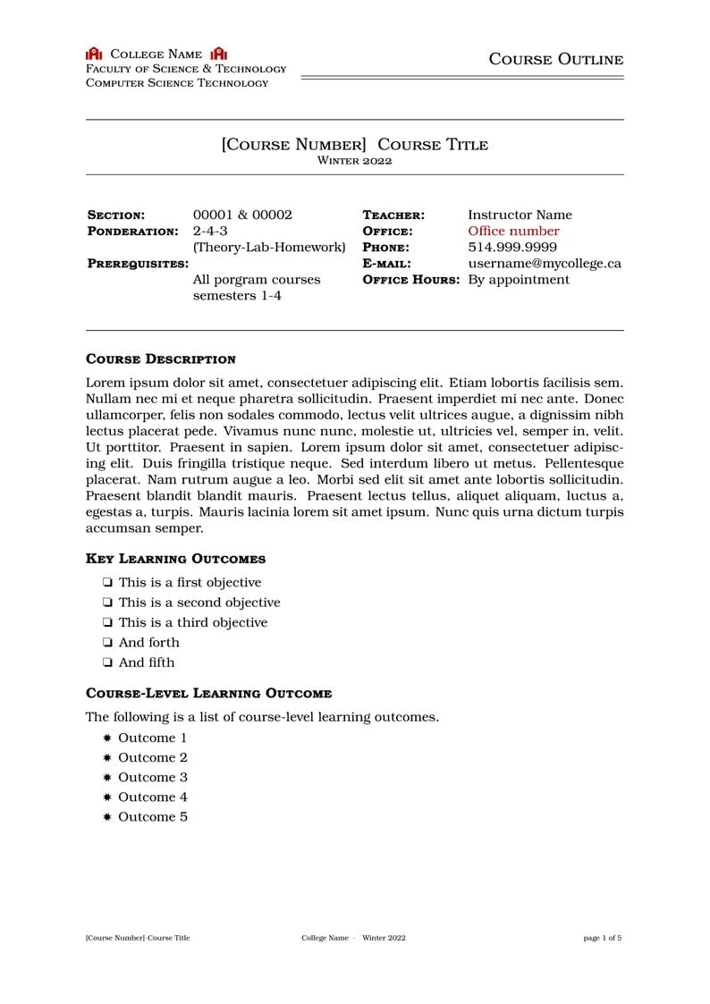 Syllabus Template