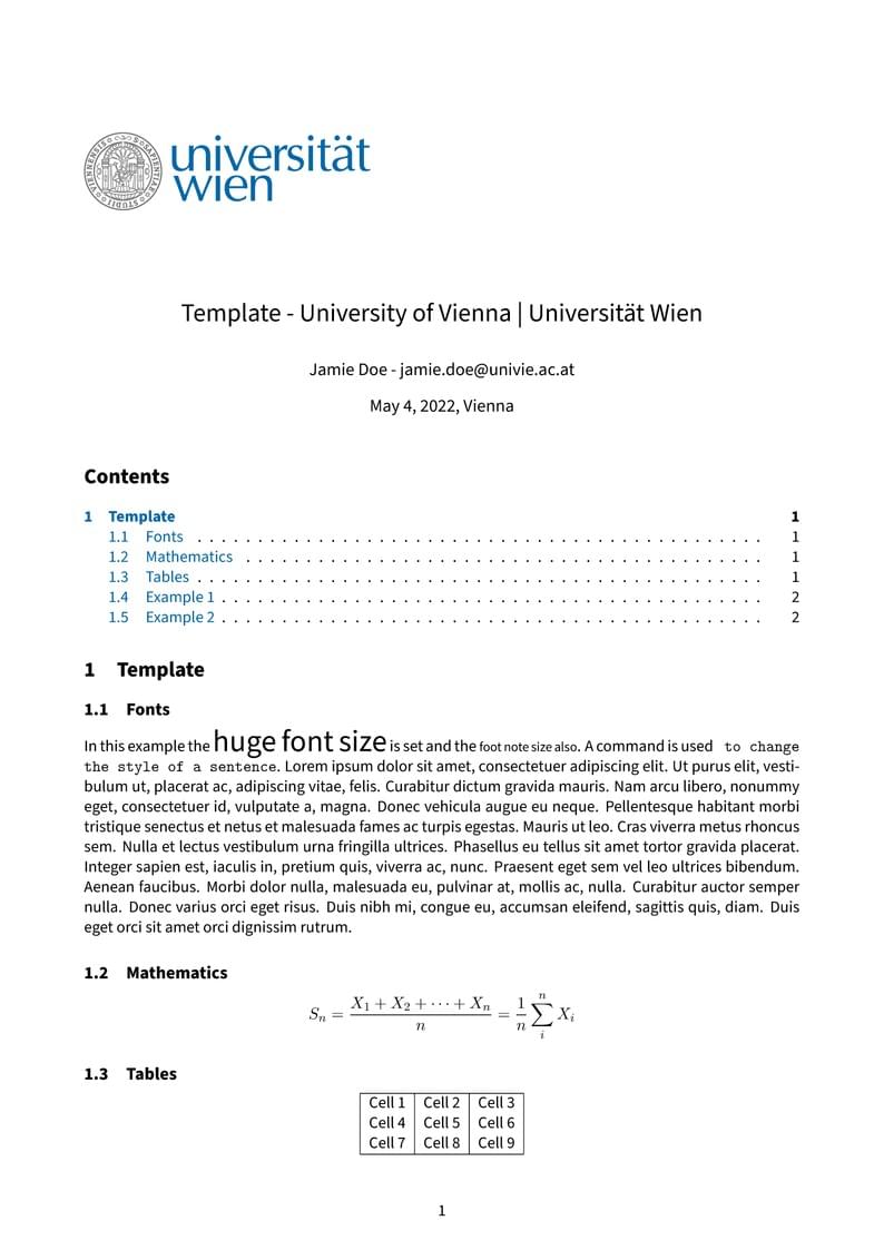 Template – University of Vienna