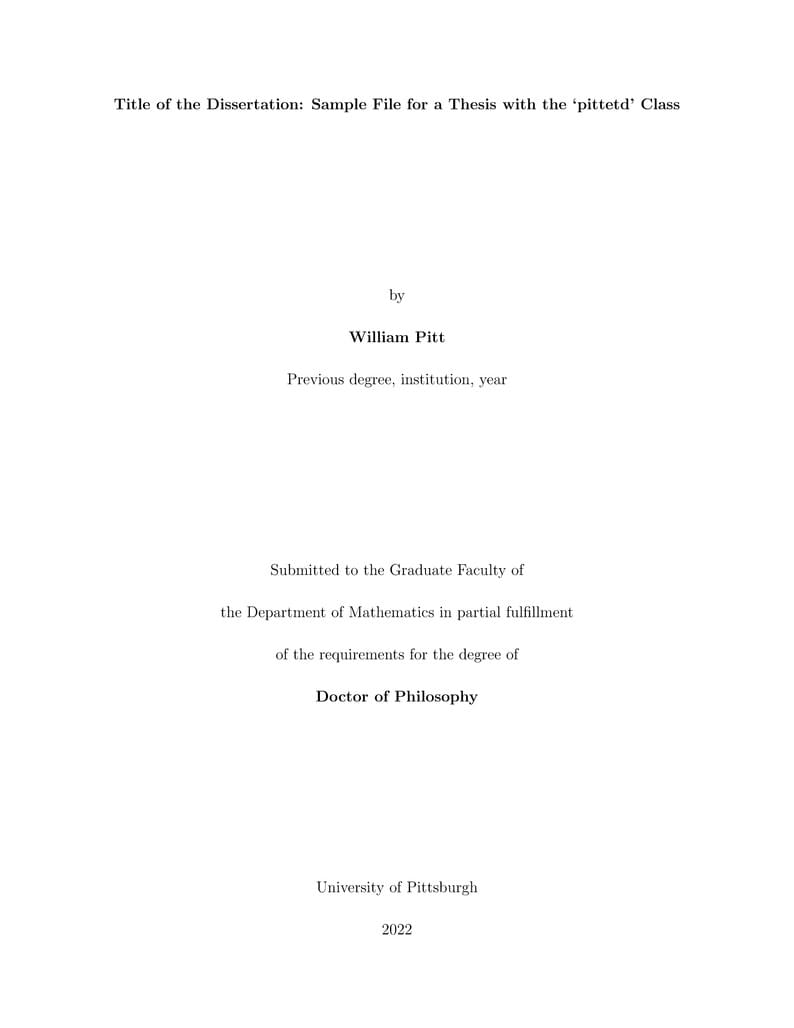 University of Pittsburgh ETD Template