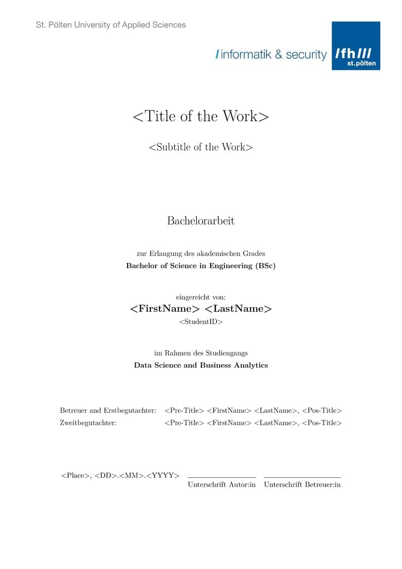Bachelor's thesis Template Data Science and Business Analytics 2022