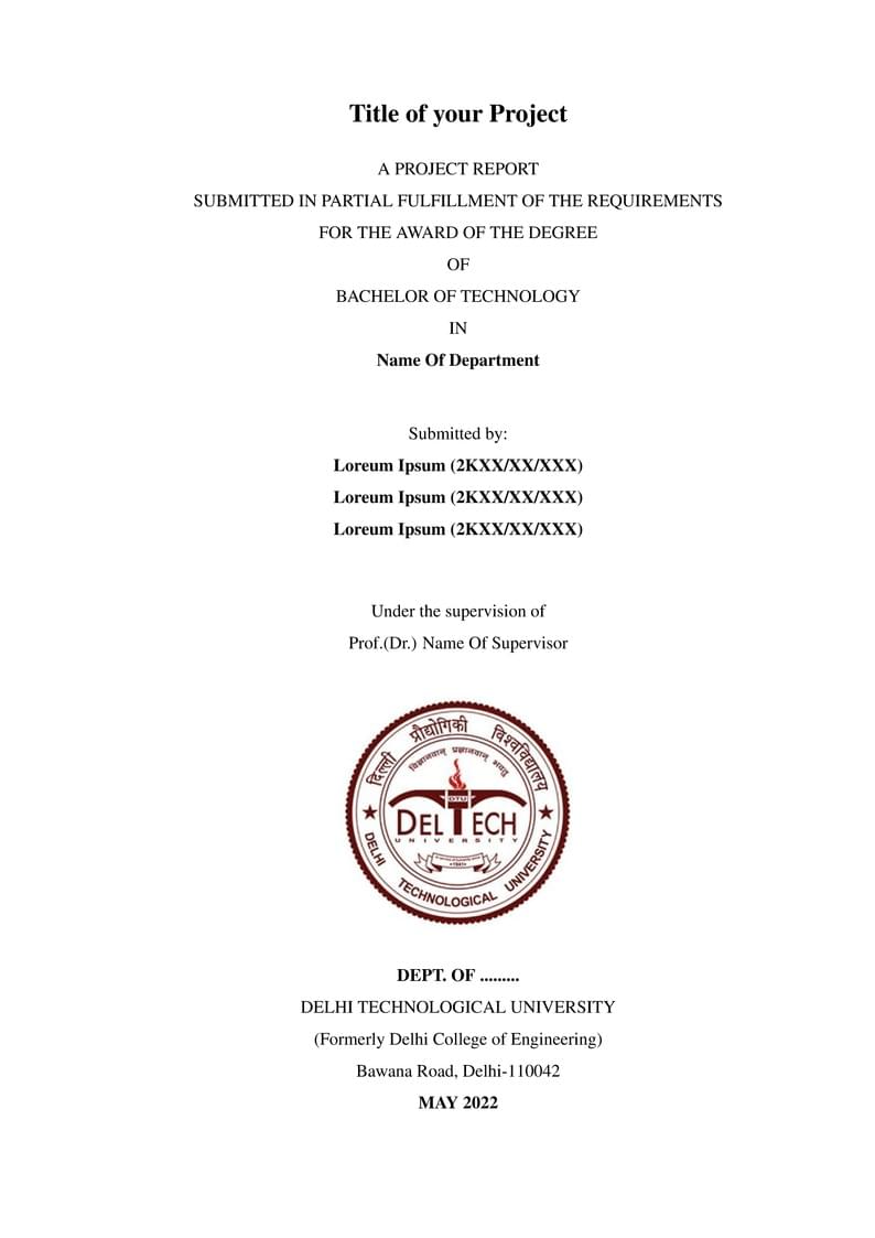 DTU BTech Major Project Template