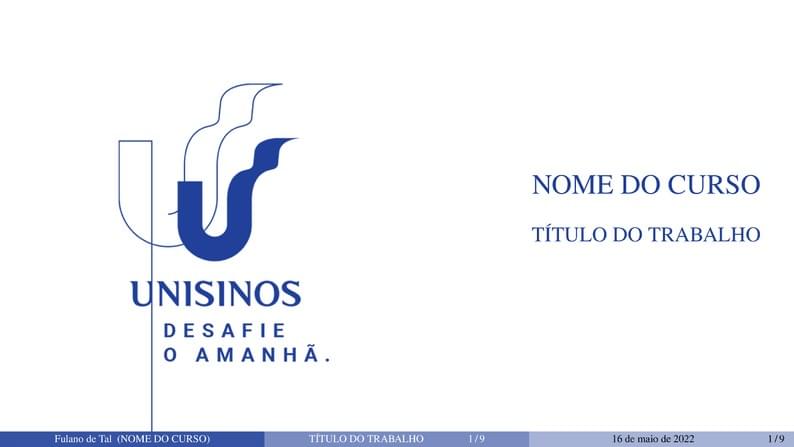 Modelo de Apresentação - UNISINOS