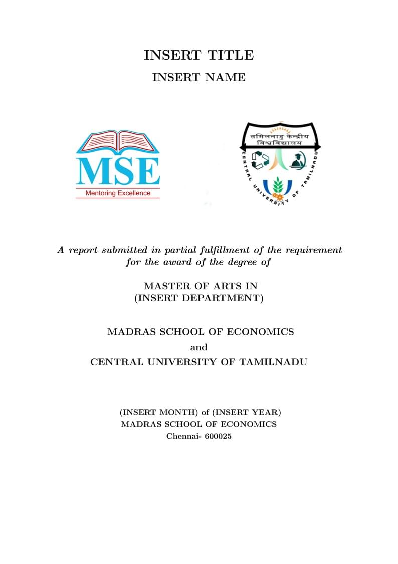 Madras School of Economics (PG Thesis Template)