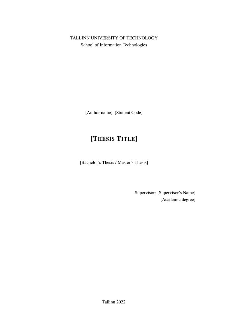 Tallinn University of Technology - bachelor, master thesis template