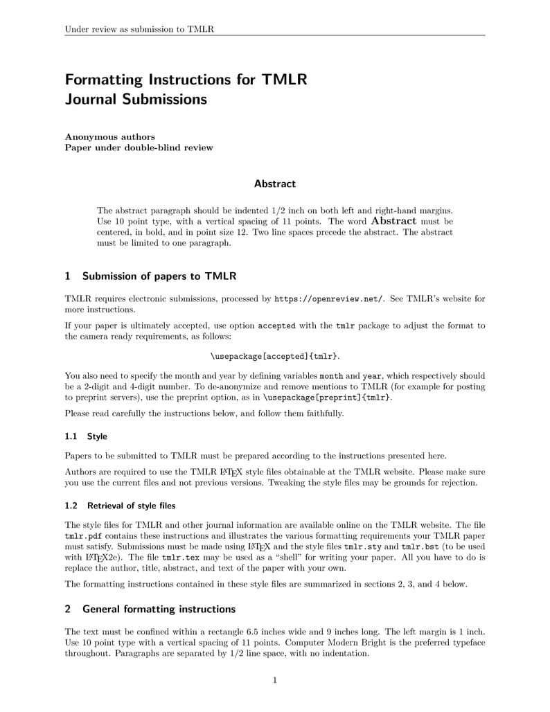 TMLR Journal Submissions