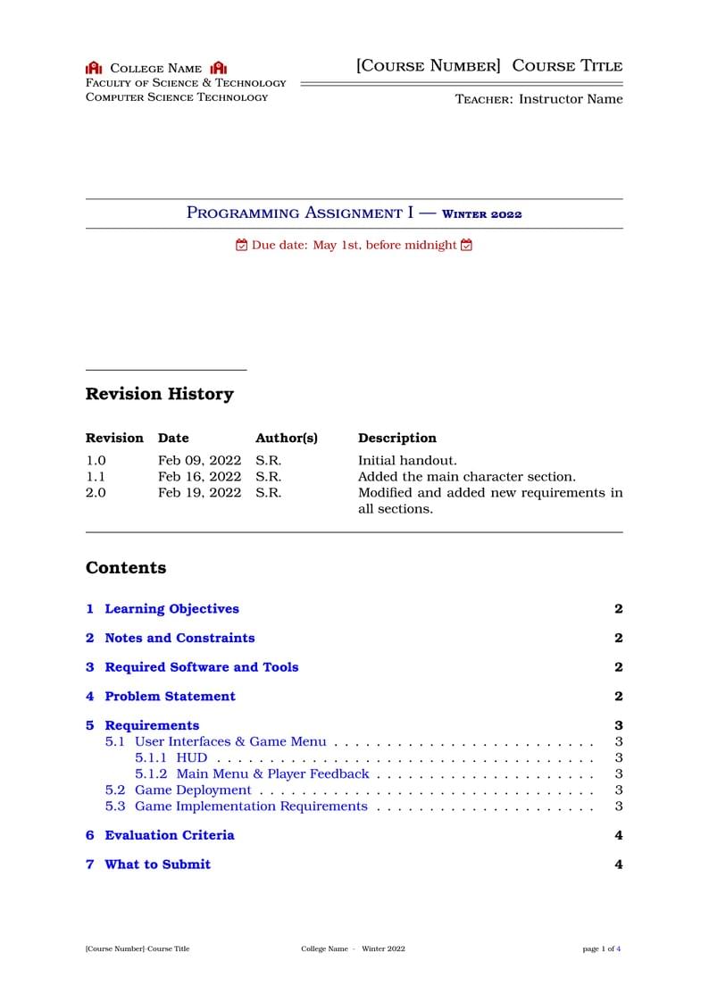 Homework template