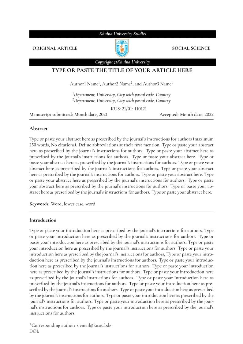 Khulna University Studies CAMERA-READY