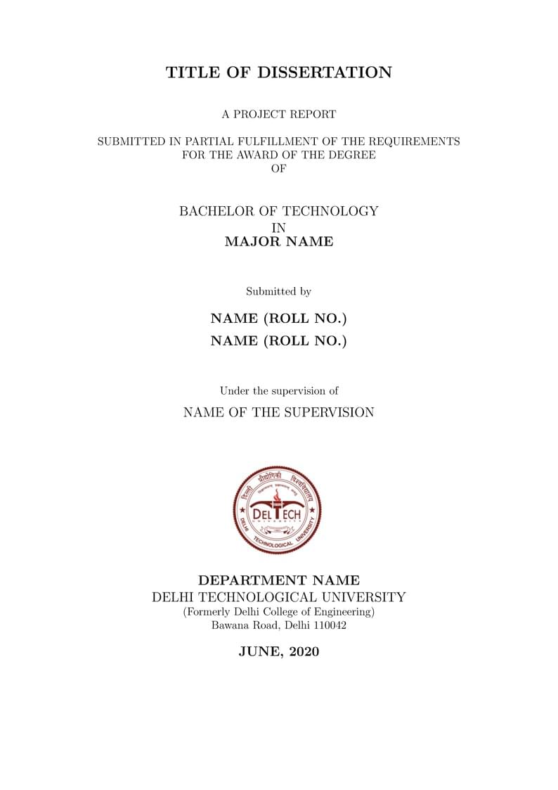 Delhi Technological University Thesis Template