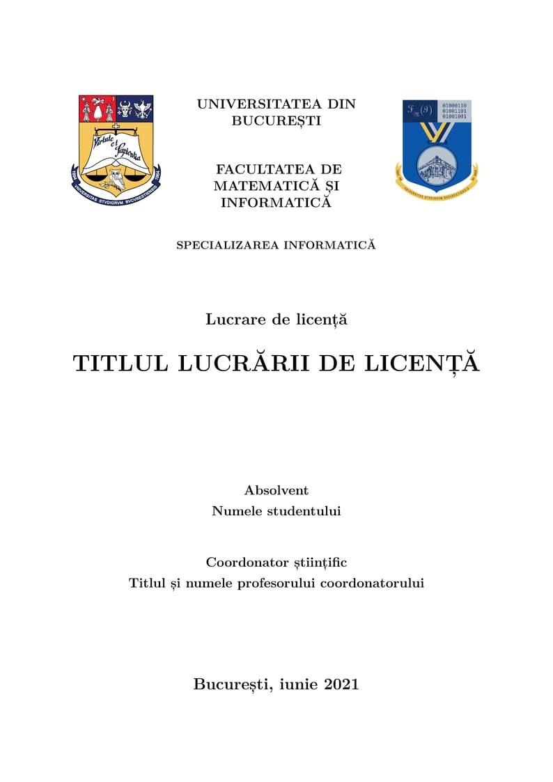 Thesis template, Faculty of Mathematics and Informatics, University of Bucharest