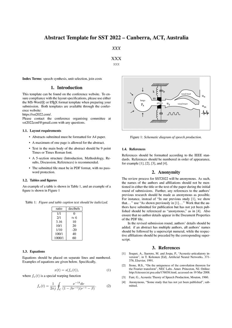 Abstract Template for SST 2022 -- Canberra, ACT, Australia