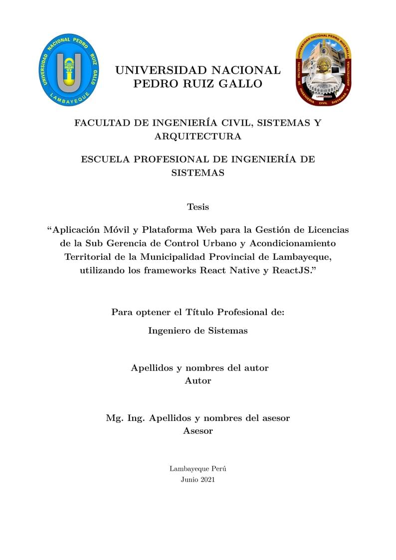 Plantilla Tesis FICSA - Universidad Nacional Pedro Ruiz Gallo (UNPRG - PERÚ)