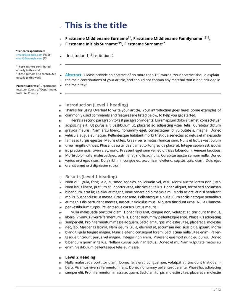 eLife LaTeX template