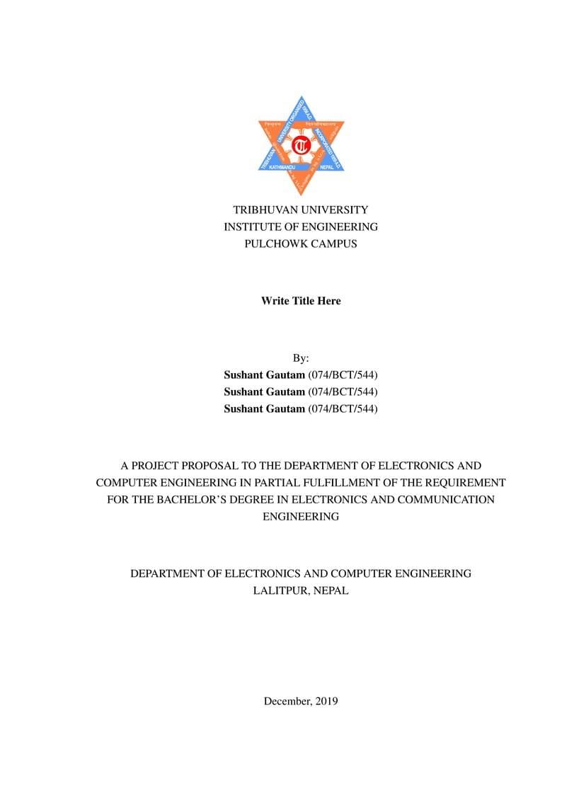 IOE Bachelors Proposal Proposal Format, Pulchowk Campus