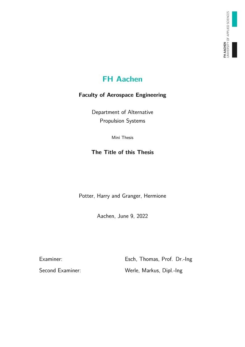 Inofficial Thesis Template for FH Aachen