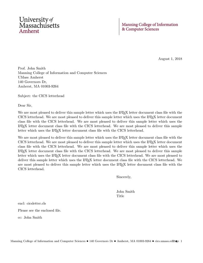UMass Amherst CICS Letterhead