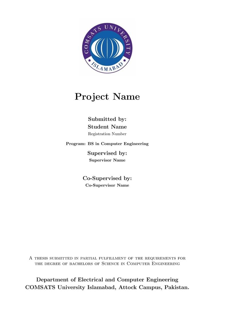 Project-Thesis Report Template - COMSATS University Islamabad Attock Campus