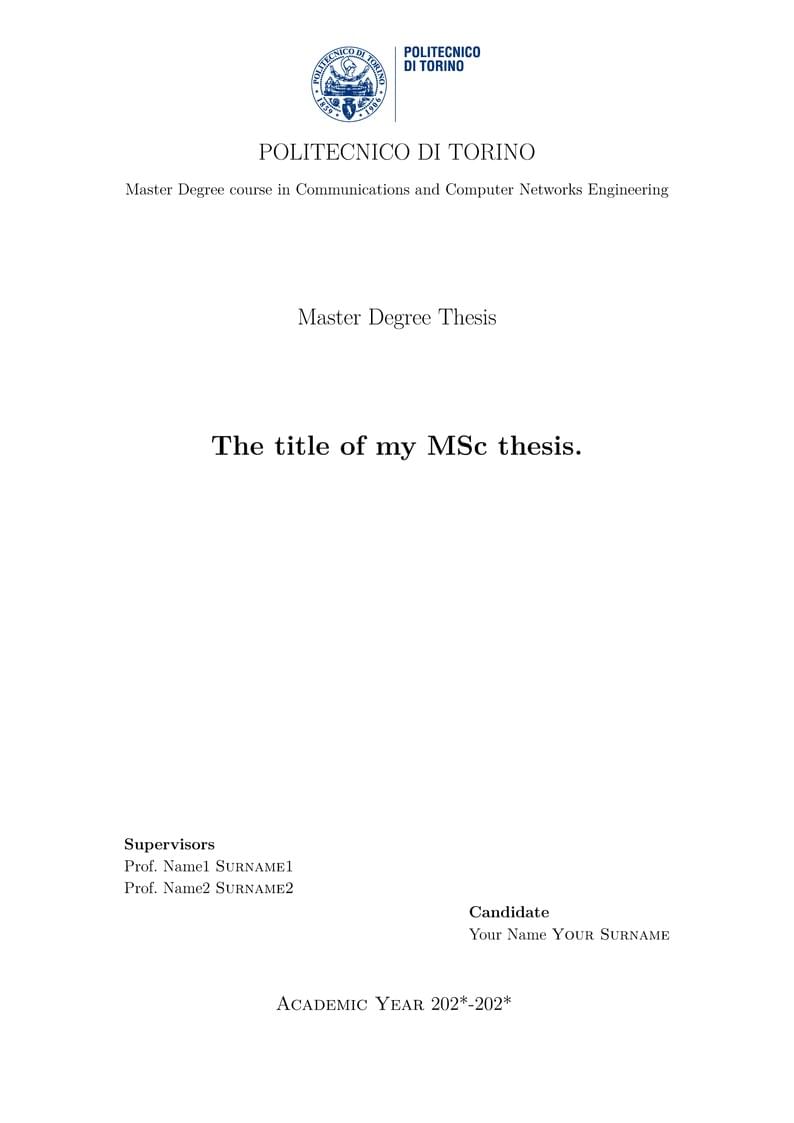 MSc thesis template at Politecnico di Torino