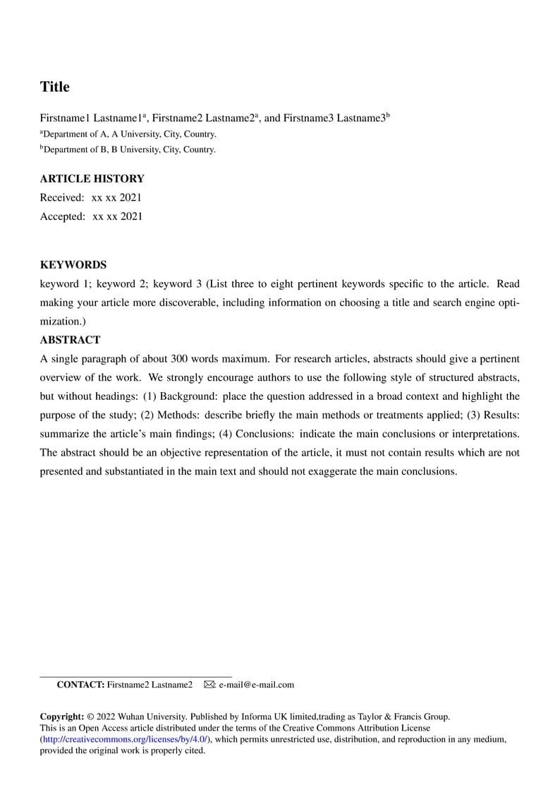 Template for Geo-spatial Information Science Journal