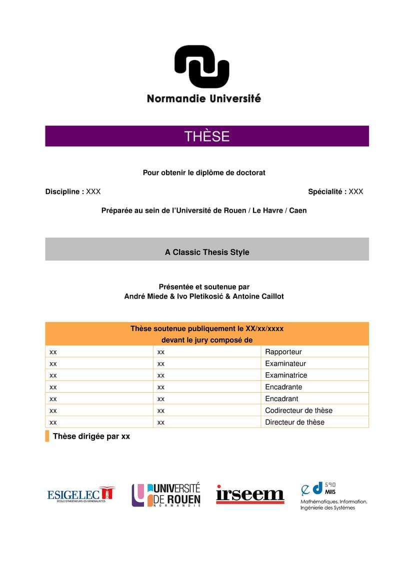 Classicthesis - Normandie Université - ESIGELEC