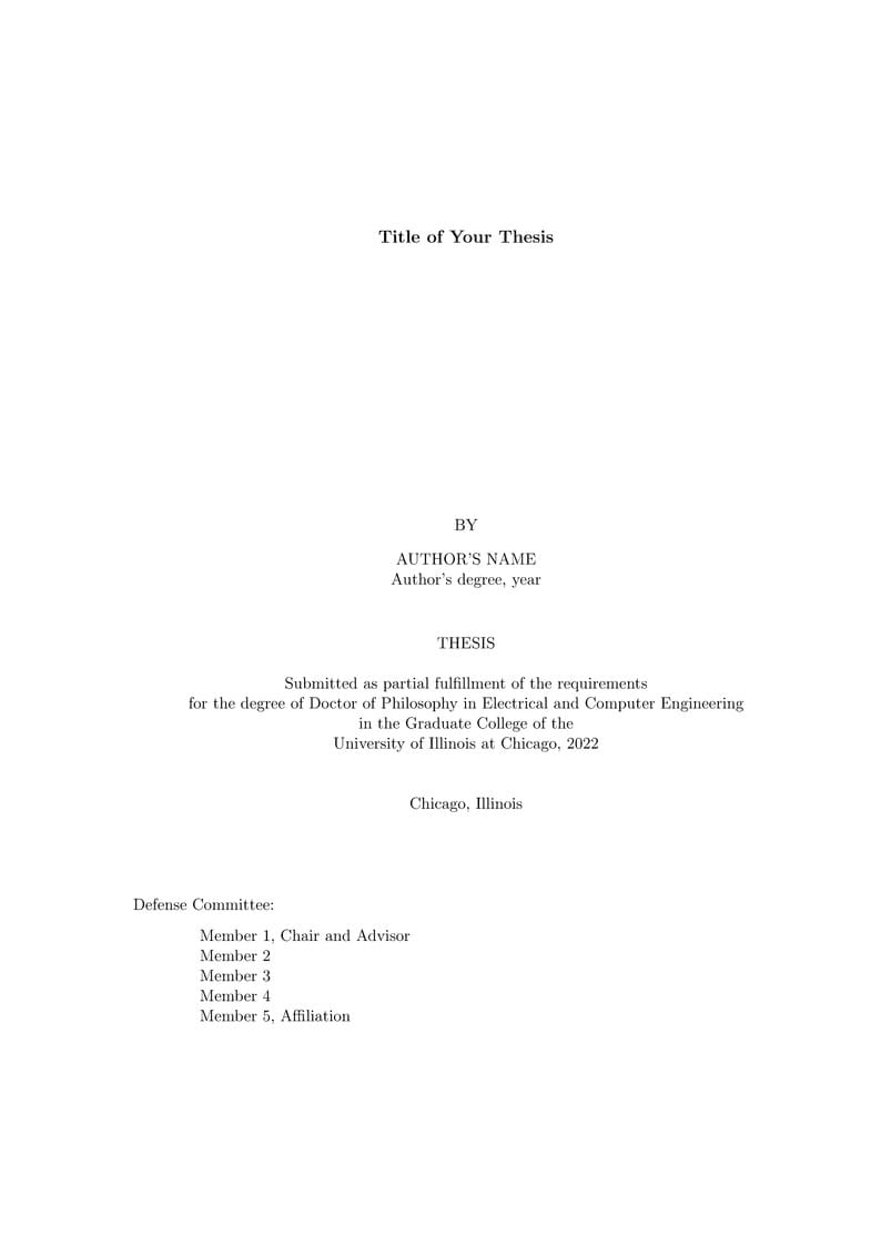 University of Illinois at Chicago Electrical and Computer Engineering Thesis Template