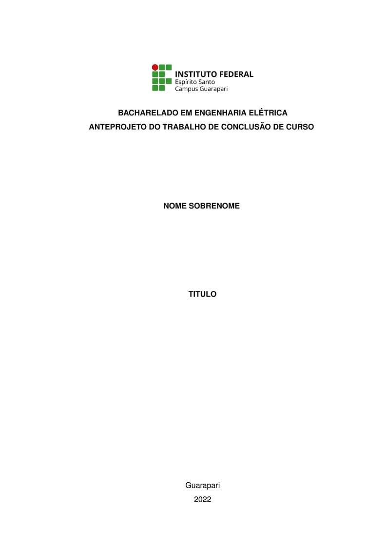Modelo de Anteprojeto TCC Ifes Guarapari