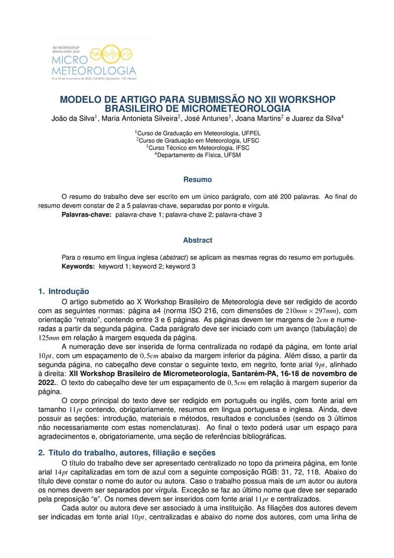 XII Workshop Brasileiro de Micrometeorologia