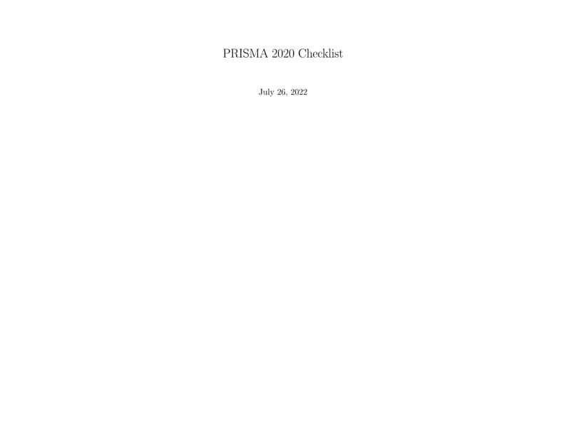 PRISMA 2020 Checklist