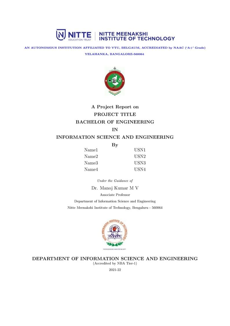 Nitte Meenakshi Institute of Technology (NMIT) - 3rd Year (ISE) Report Template