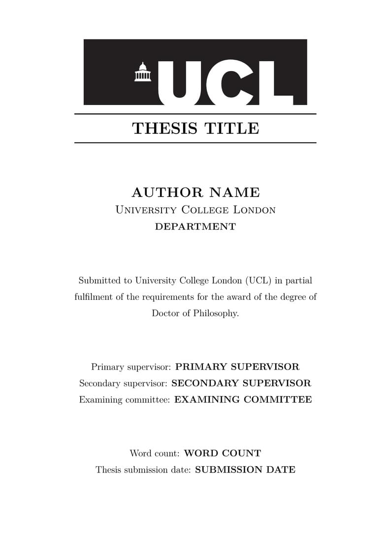 UCL PhD Thesis Template