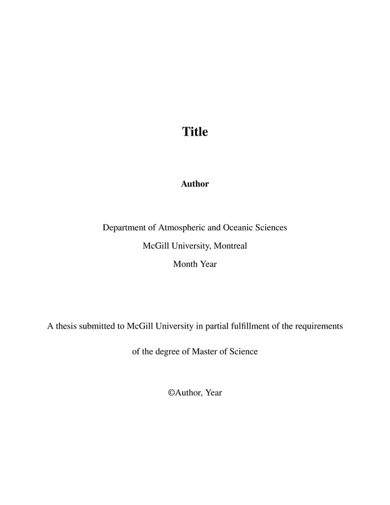 McGill University Thesis Template