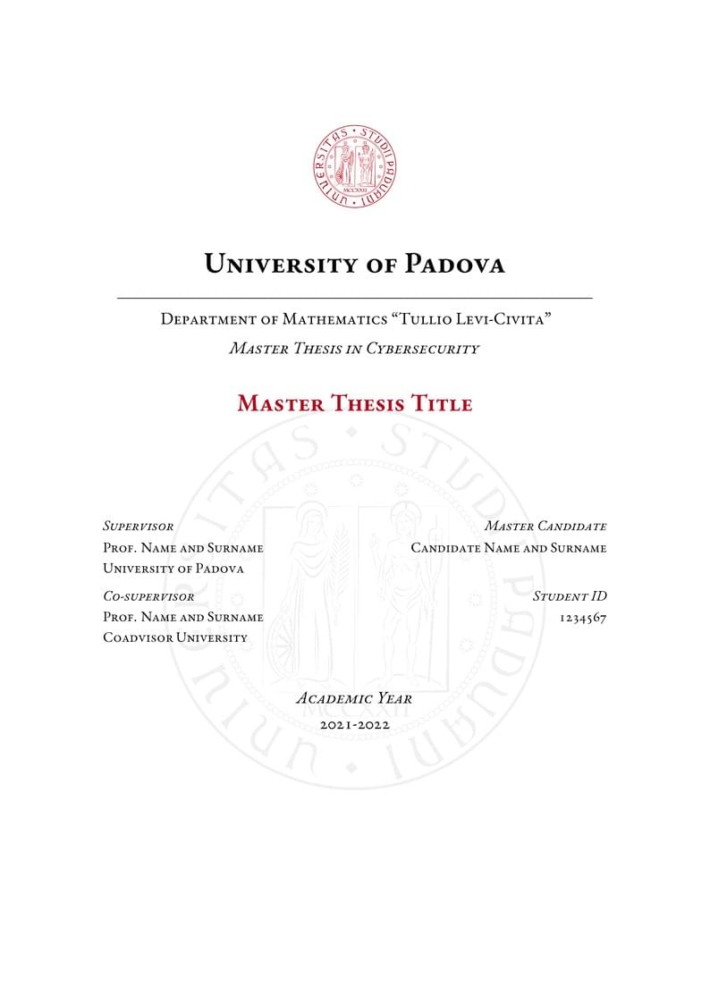 Cybersecurity MsC Thesis - UniPD