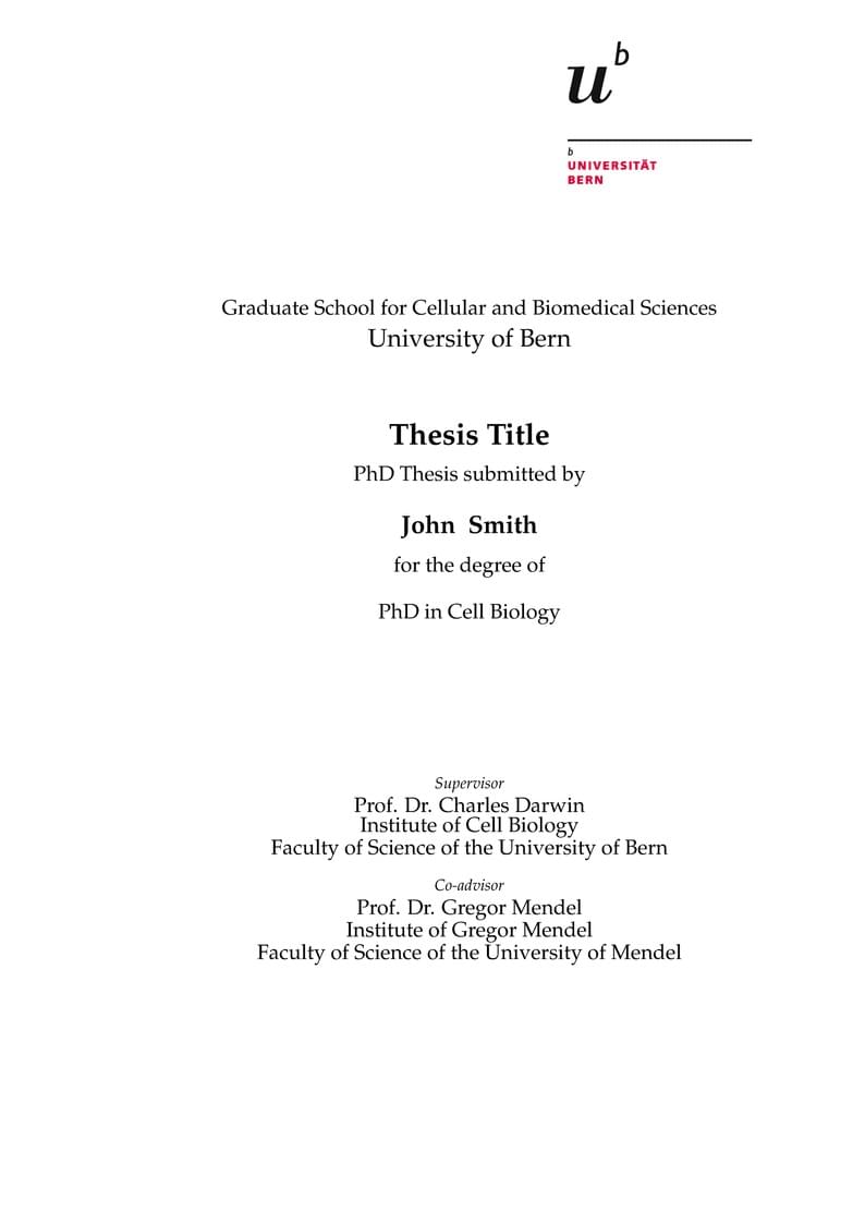 PhD Thesis Template GCB University of Bern