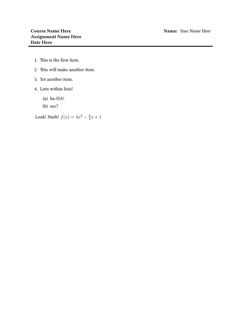 homework template