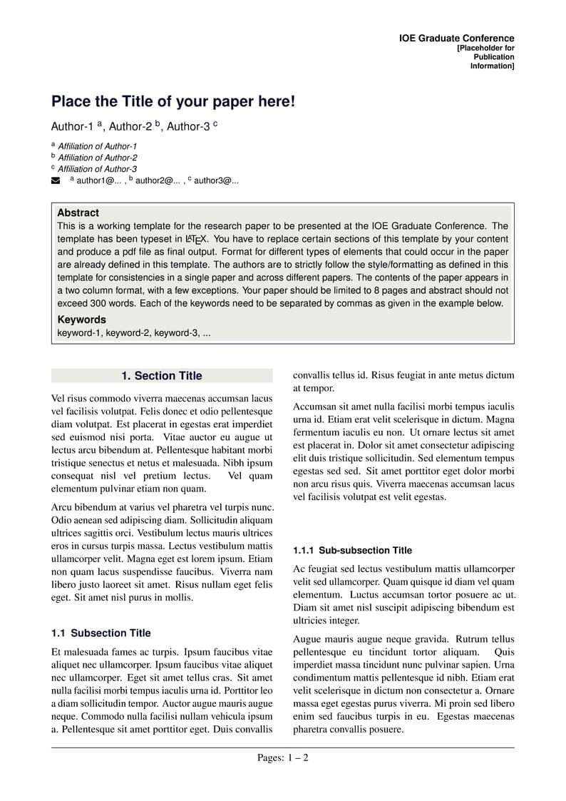 Tribhuvan University, Institute of Engineering Graduate Conference Paper Template