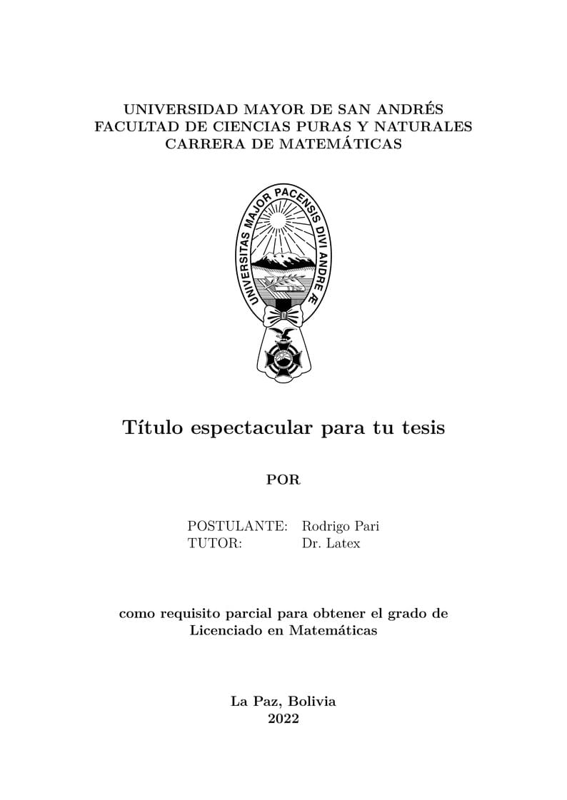 UMSA Facultad de Ciencias Puras y Naturales - Plantilla no oficial tesis