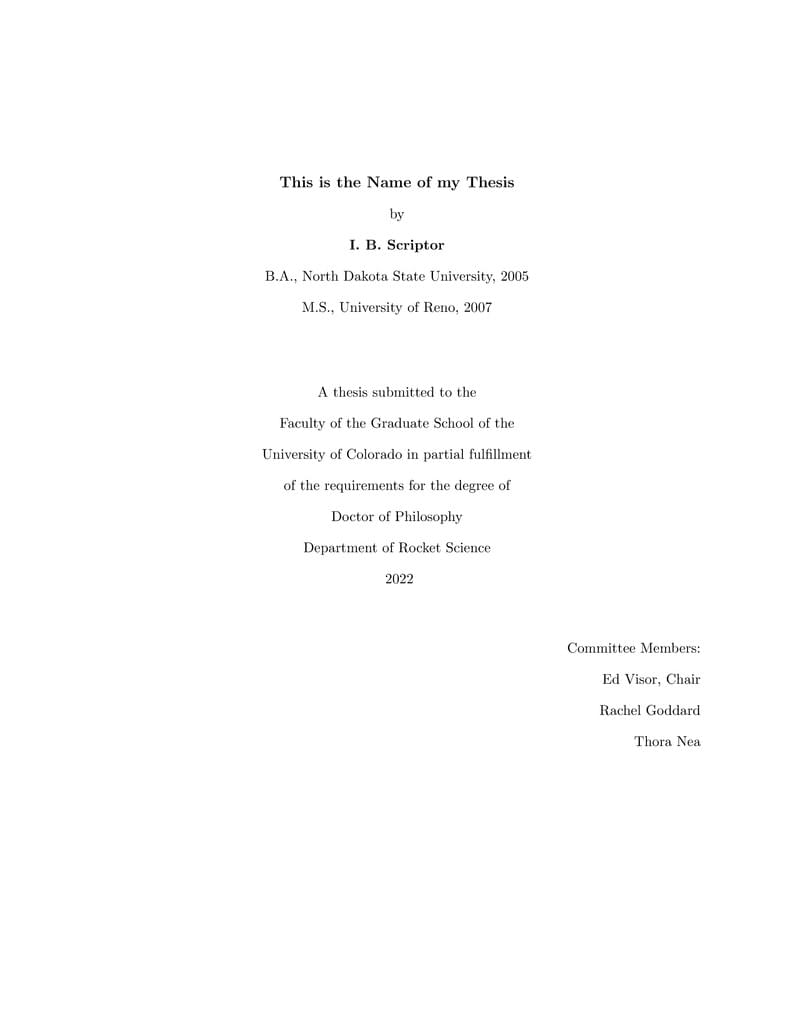University of Colorado CU Boulder Thesis Dissertation Template